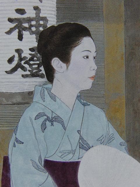 堀泰明、祭囃子、希少な画集より、新品高級額装付、状態良好