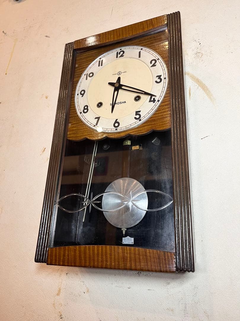 精工舎　柱時計　古時計　振り子　レトロ　ビンテージ　アンティーク　ゼンマイ