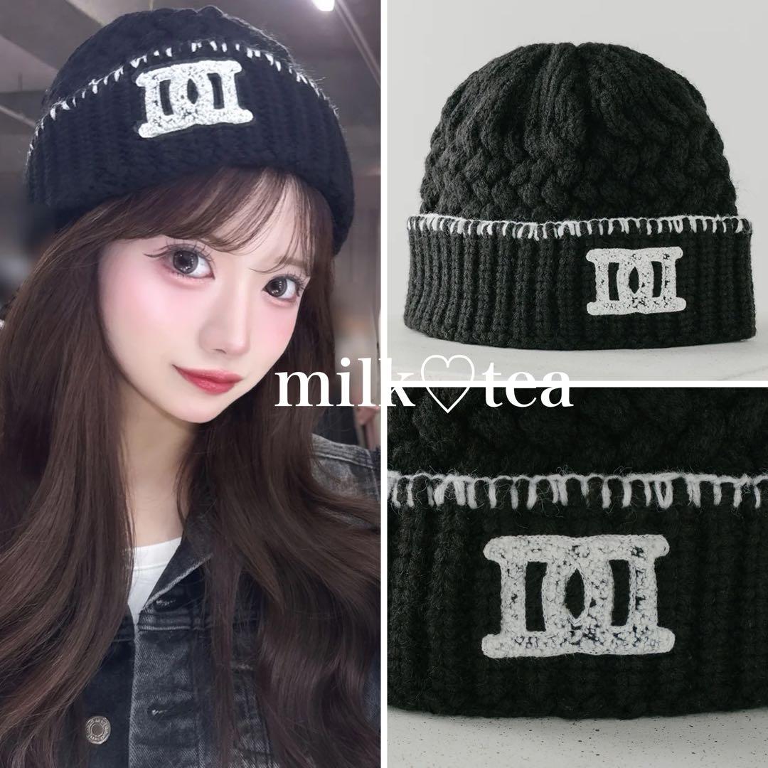 新品未開封タグ付き ダーリッチ DDロゴバスケットニットビーニー ブラック