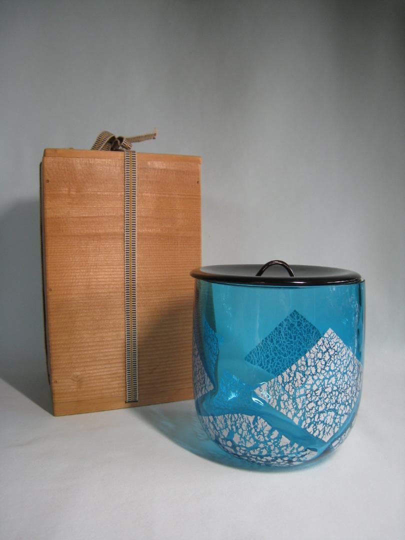 硝子製水指　【義山銀箔水指】