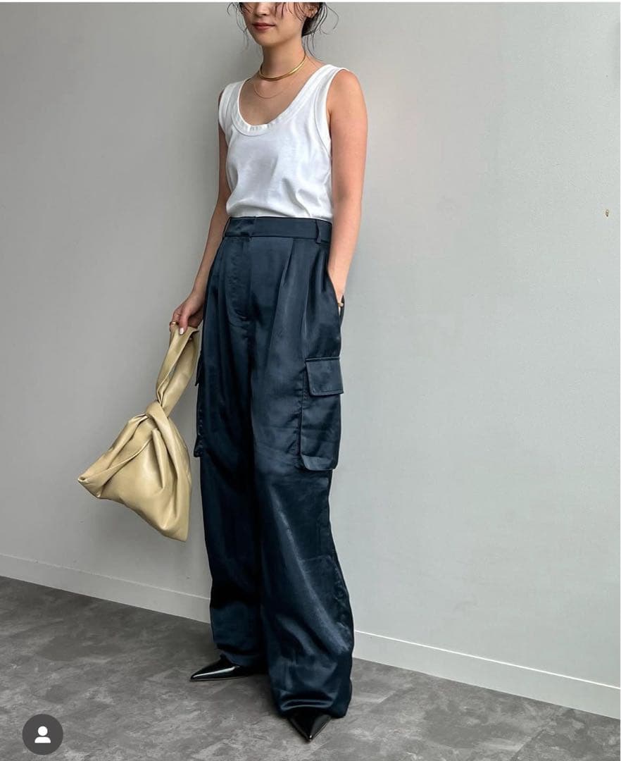 Tibi ネイビーサテンカーゴパンツ 34 Deuxieme Classe