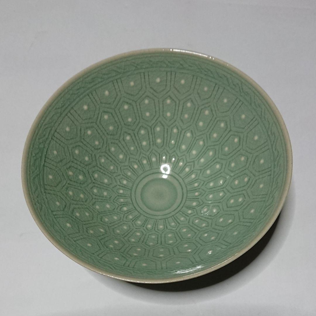韓国陶芸家作品 青磁抹茶茶碗☆(箱無し)☆未使用品