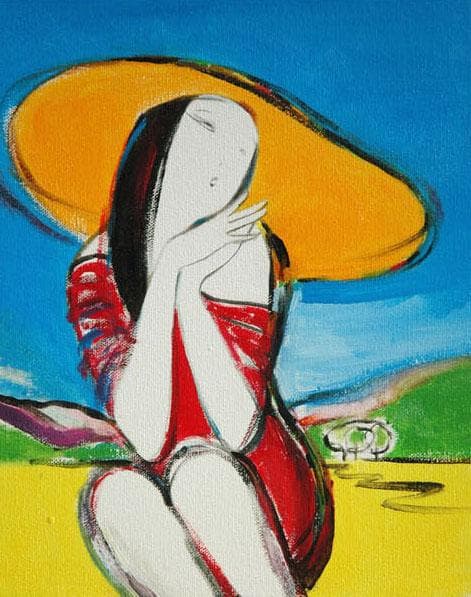 油絵 菅家令子 絵 絵画インテリア 額付(銀) F3-010511 女性夢子さん