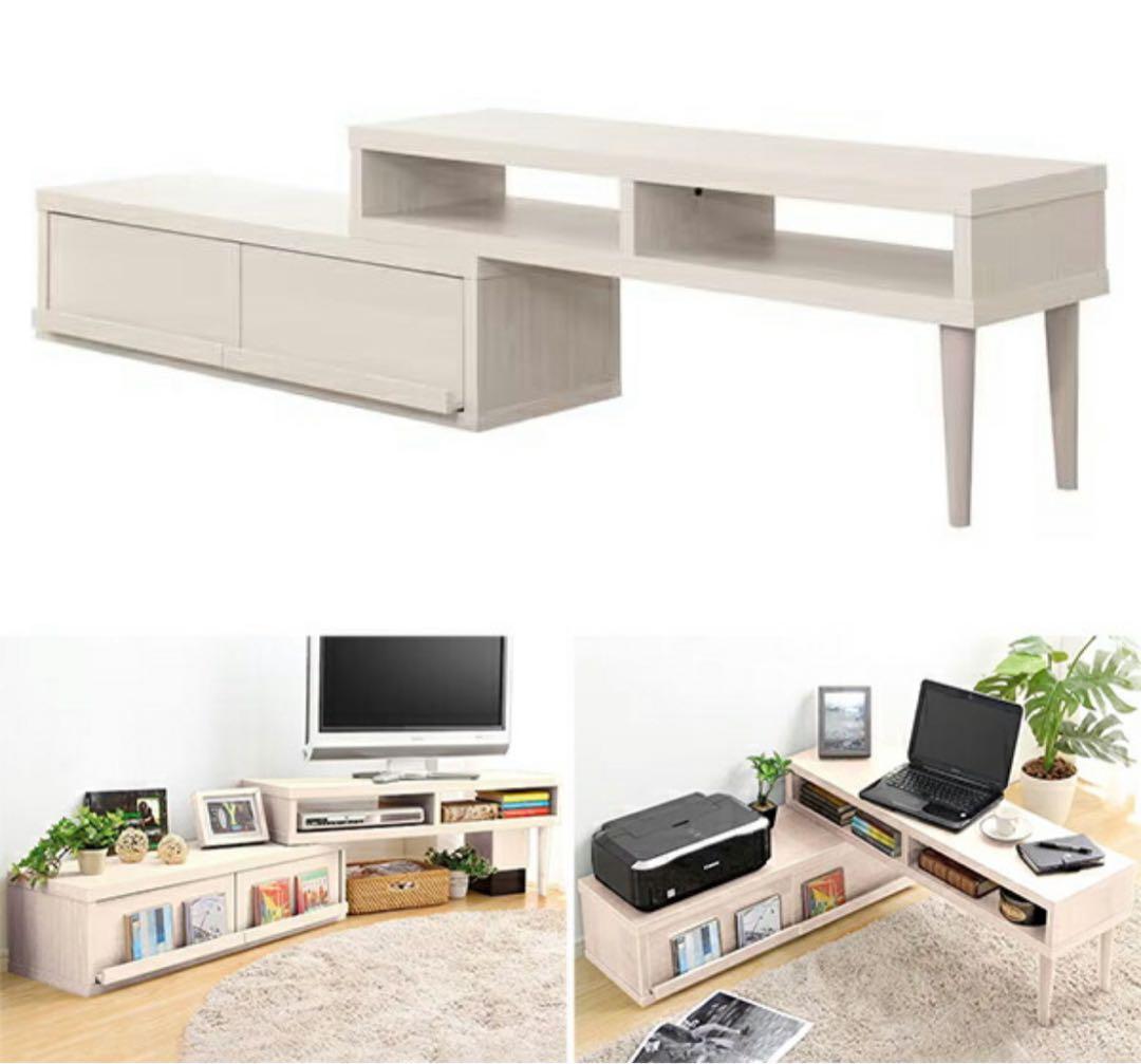 【うさぎ】薄型 伸長式 テレビ台 白 幅105-196cm ニトリ