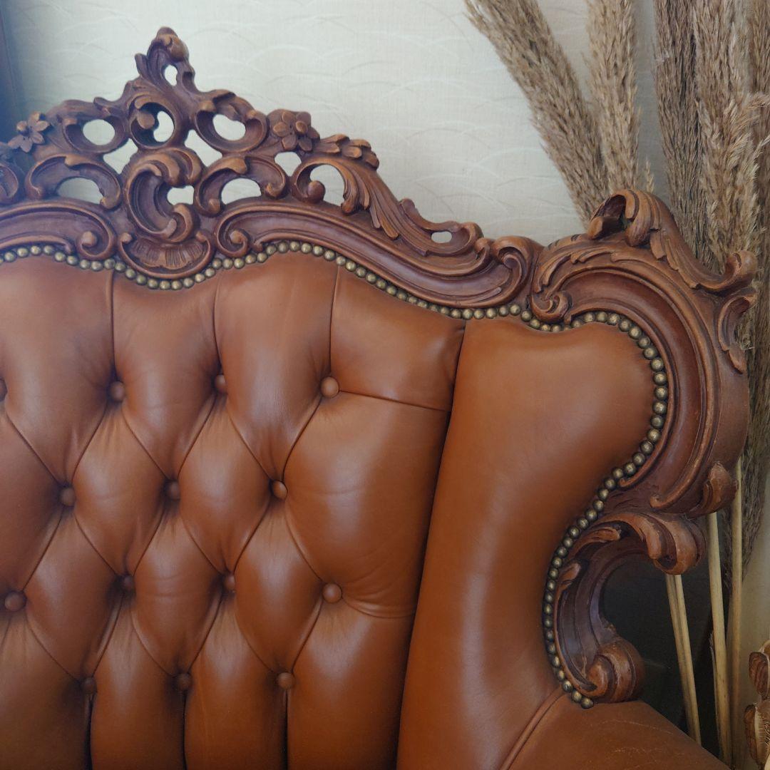 アンティーク　ヨーロッパ　一人掛けソファ　西洋　革