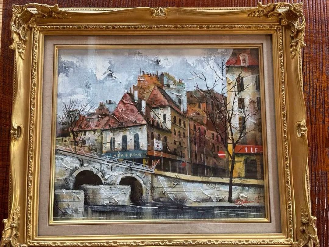 竹内敏彦『パリの街』油彩画 F8