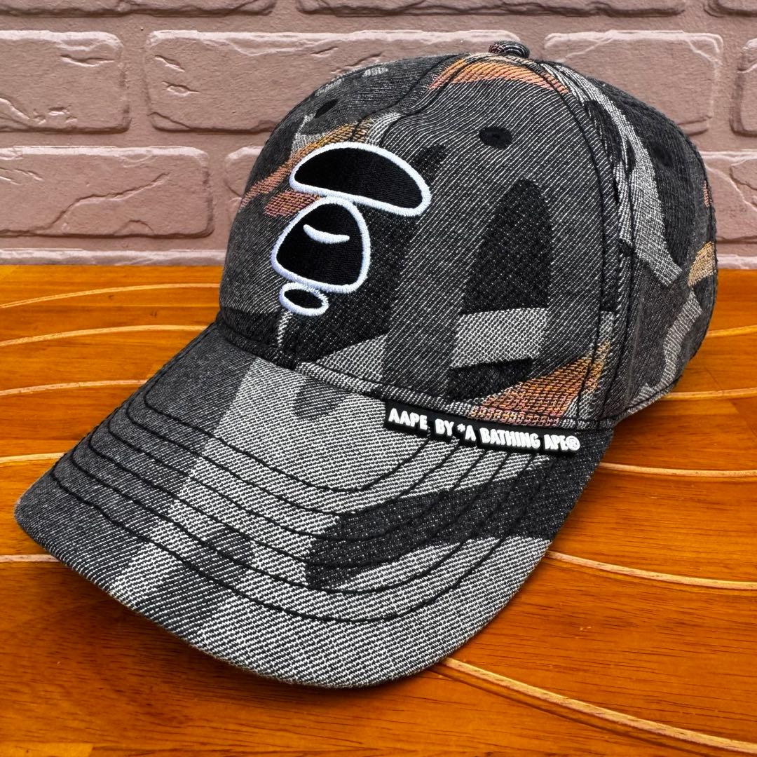 【美品】AAPE BY A BATHING APE 迷彩 デニムキャップ