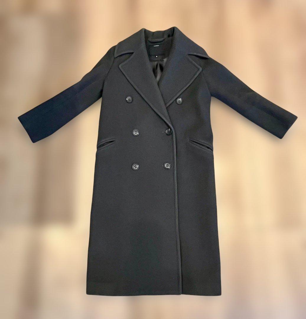 オリーブグリーン ダブルブレスト ロングコート Sサイズ