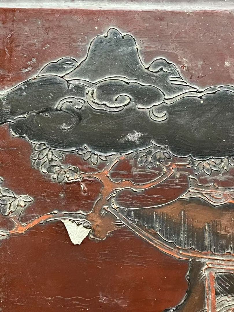 骨董品 18-19世紀の漆器 朱塗 螺鈿 机 中国？韩国？日本？