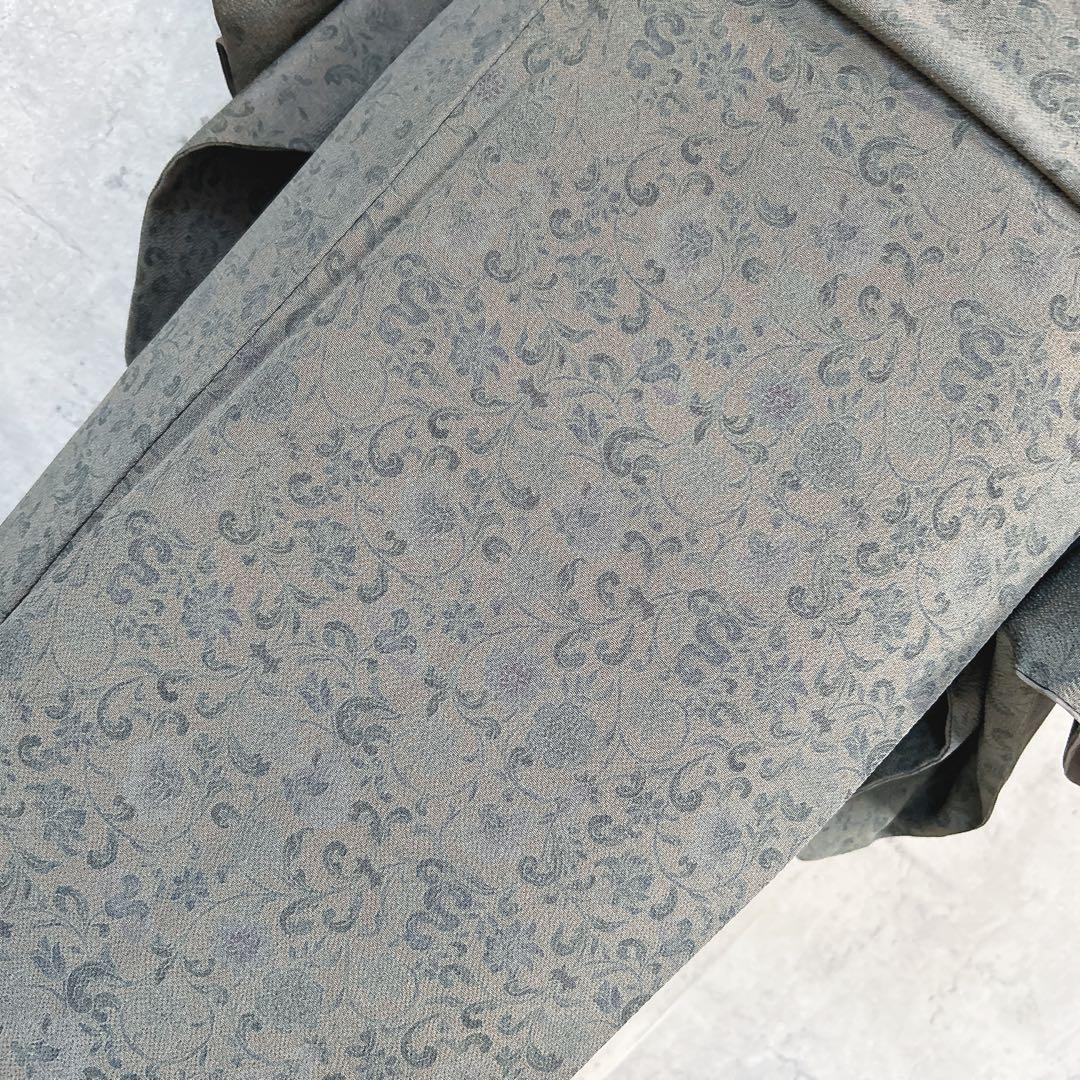 小紋　フルセット　着物　正絹　更紗模様　草花　シック　大人かわいい　k4