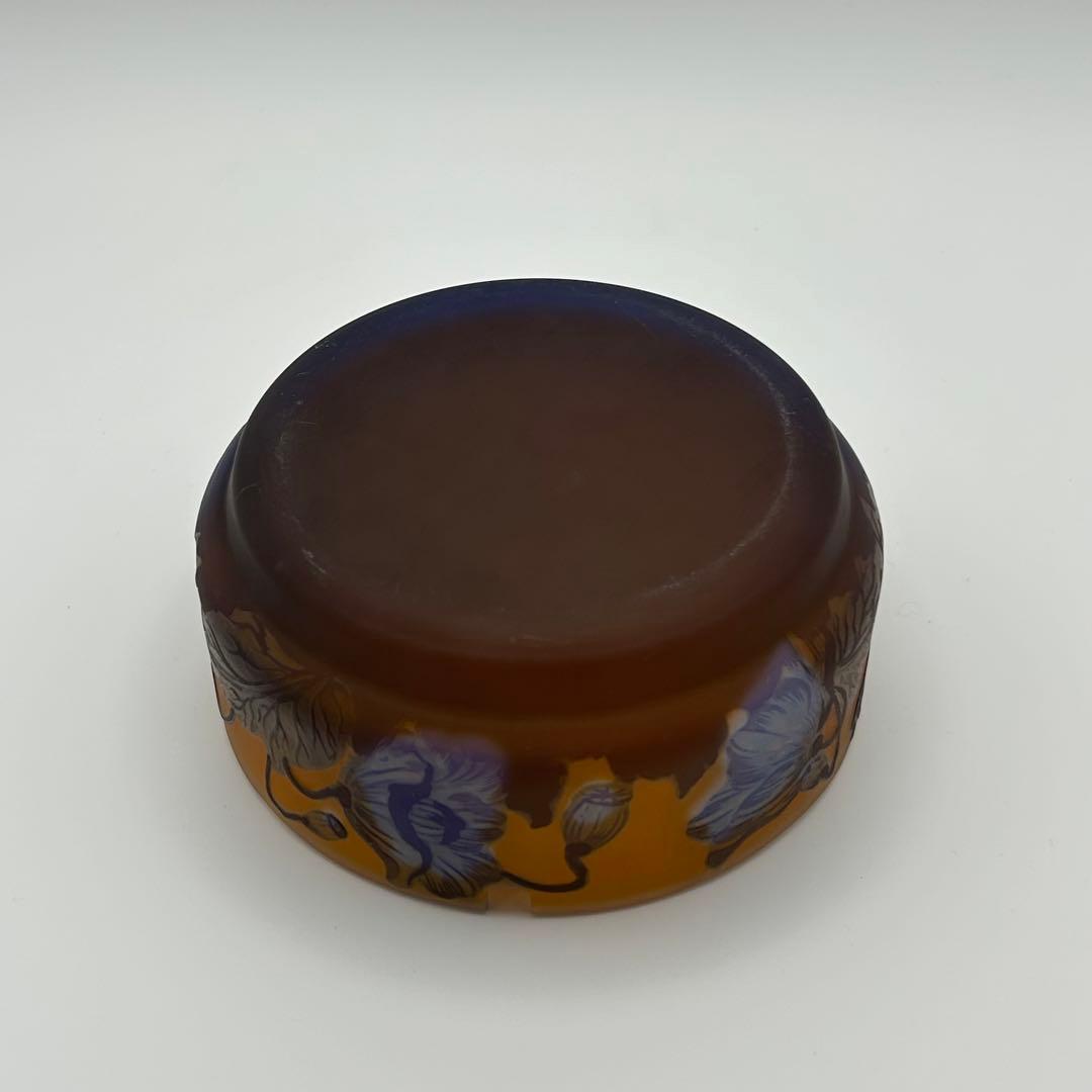 エミールガレ カメオ彫り 茶器 茶碗 ガラス 置物 花柄 朝顔 マルチカラー