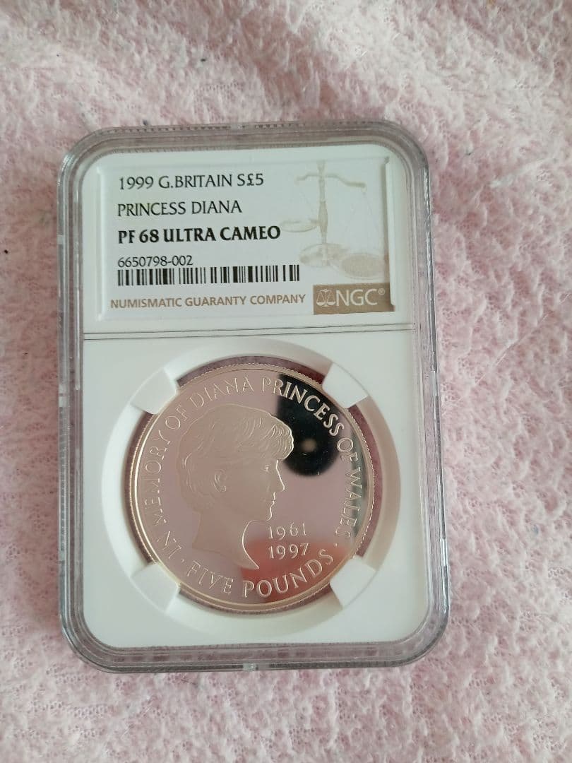 1999年　イギリス　ダイアナ妃追悼 5ポンド銀貨 NGC PF68UC