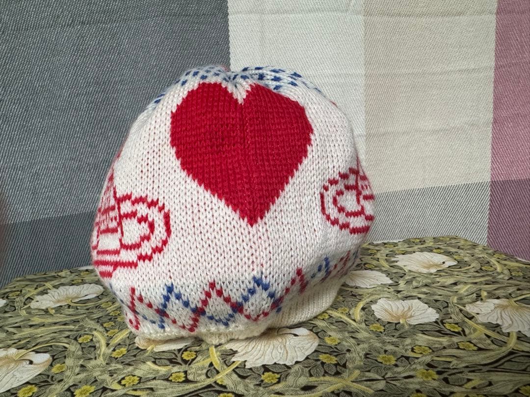 ヴィヴィアンウェストウッド ハート 土星 総柄ニット帽 ベレー帽 ホワイト ロゴ