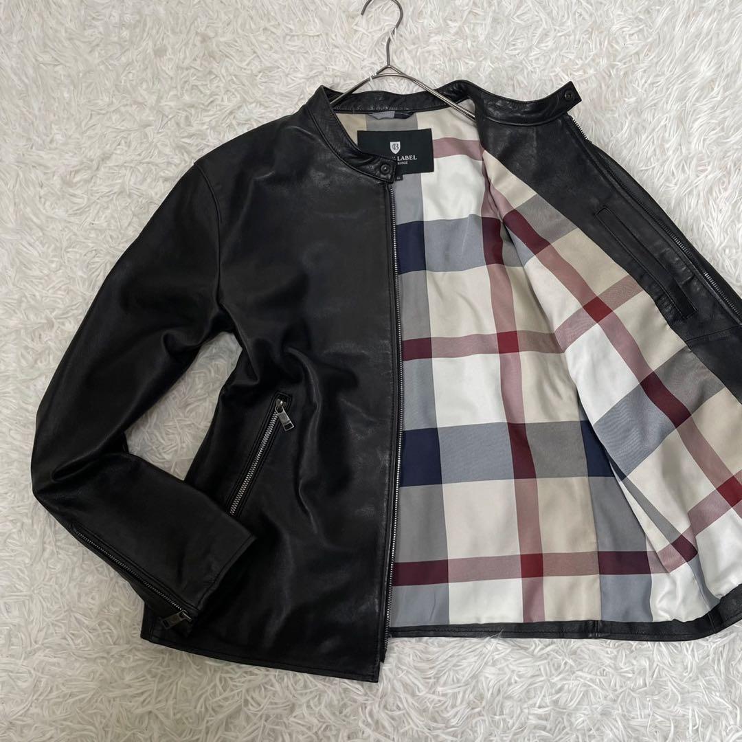 ブラックレーベルクレストブリッジ シングルライダース ジャケット 黒 LL