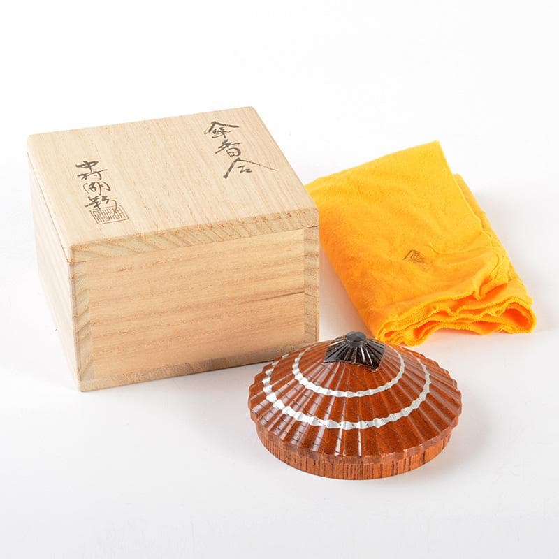 茶道具　中村湖彩作　漆塗　傘　香合　共箱　V　5879