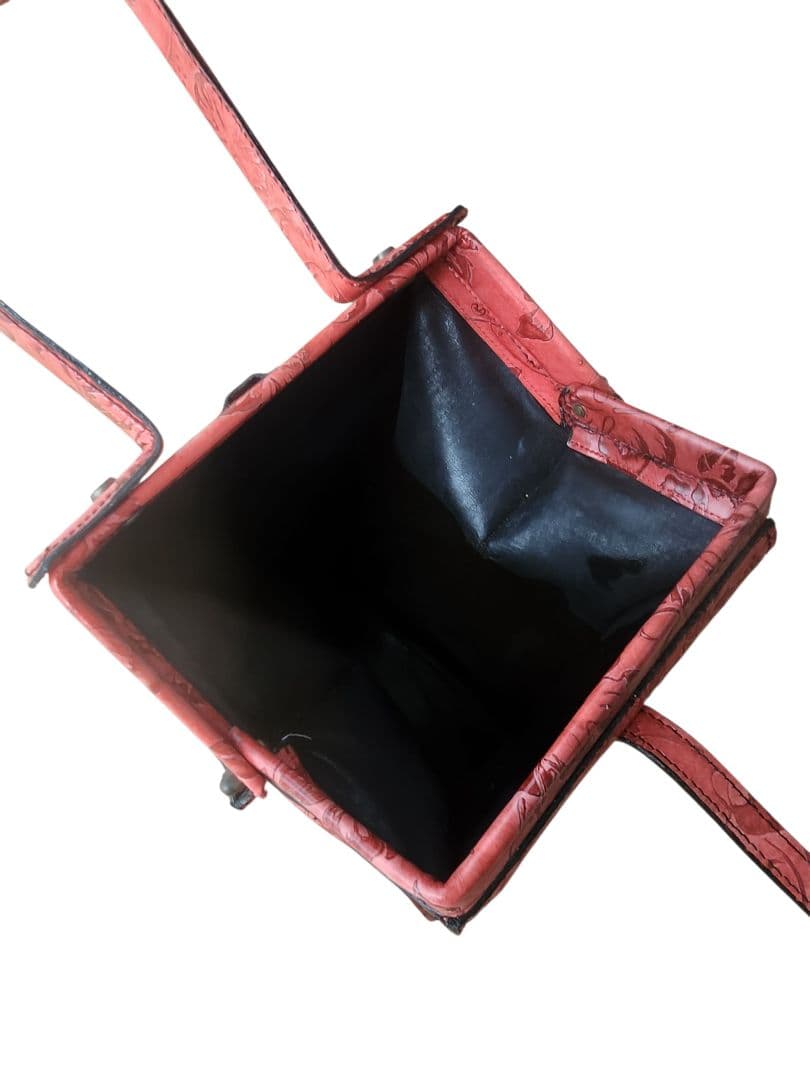 beauty beast【ビューティビースト】赤 花柄 レザーハンドバッグ