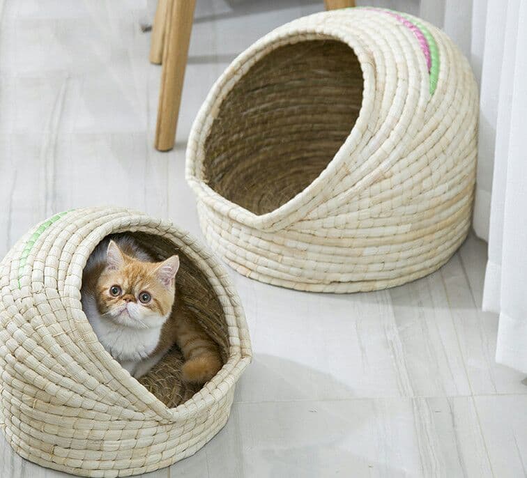 猫の巣猫の草編み巣4