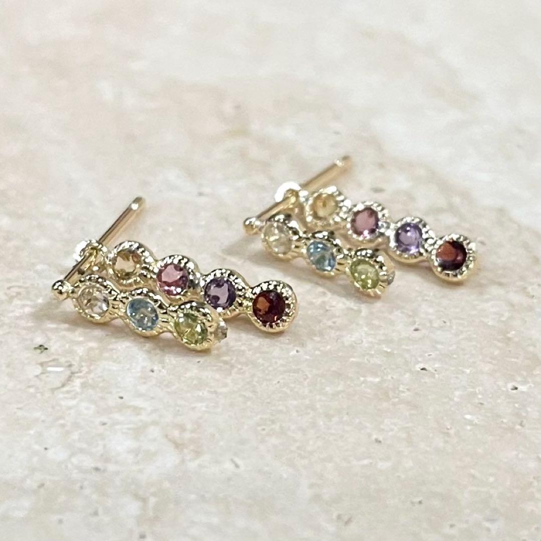 K18 アミュレット　天然石　レインボーカラー　ピアス　専用ページ