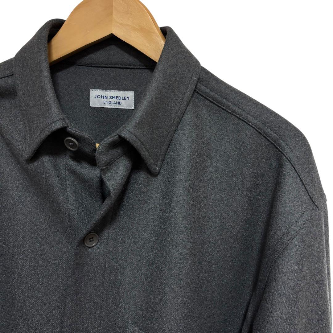 【最高級】ジョンスメドレー ウールカシミヤ CPOジャケット グレー L 日本製