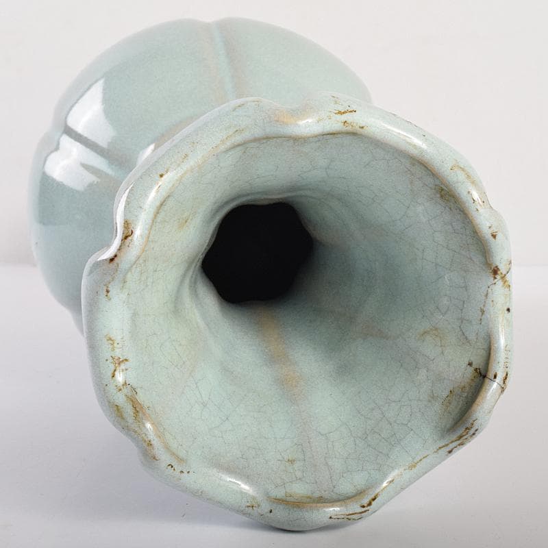 中国　釣窯　粉青　花口瓶　高さ約30㎝　V　R7720B