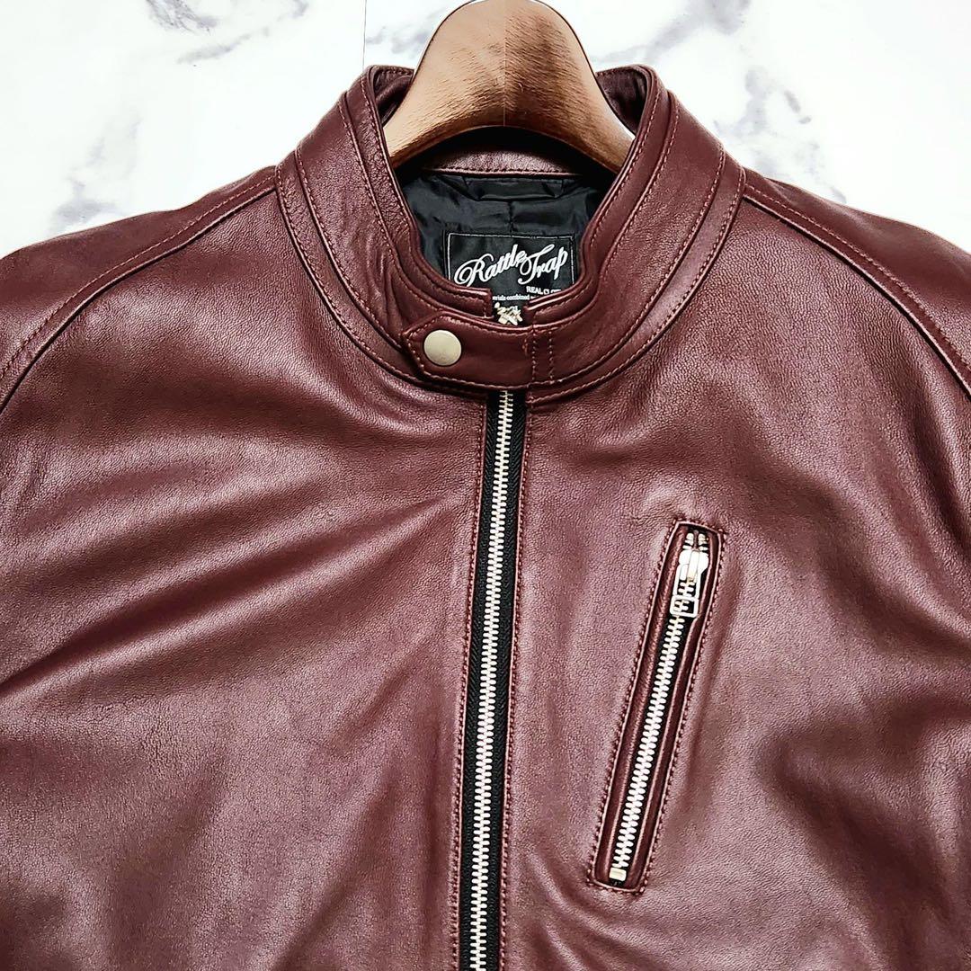 極美品 ラトルトラップ シングルライダース レザージャケット 羊革 ボルドー