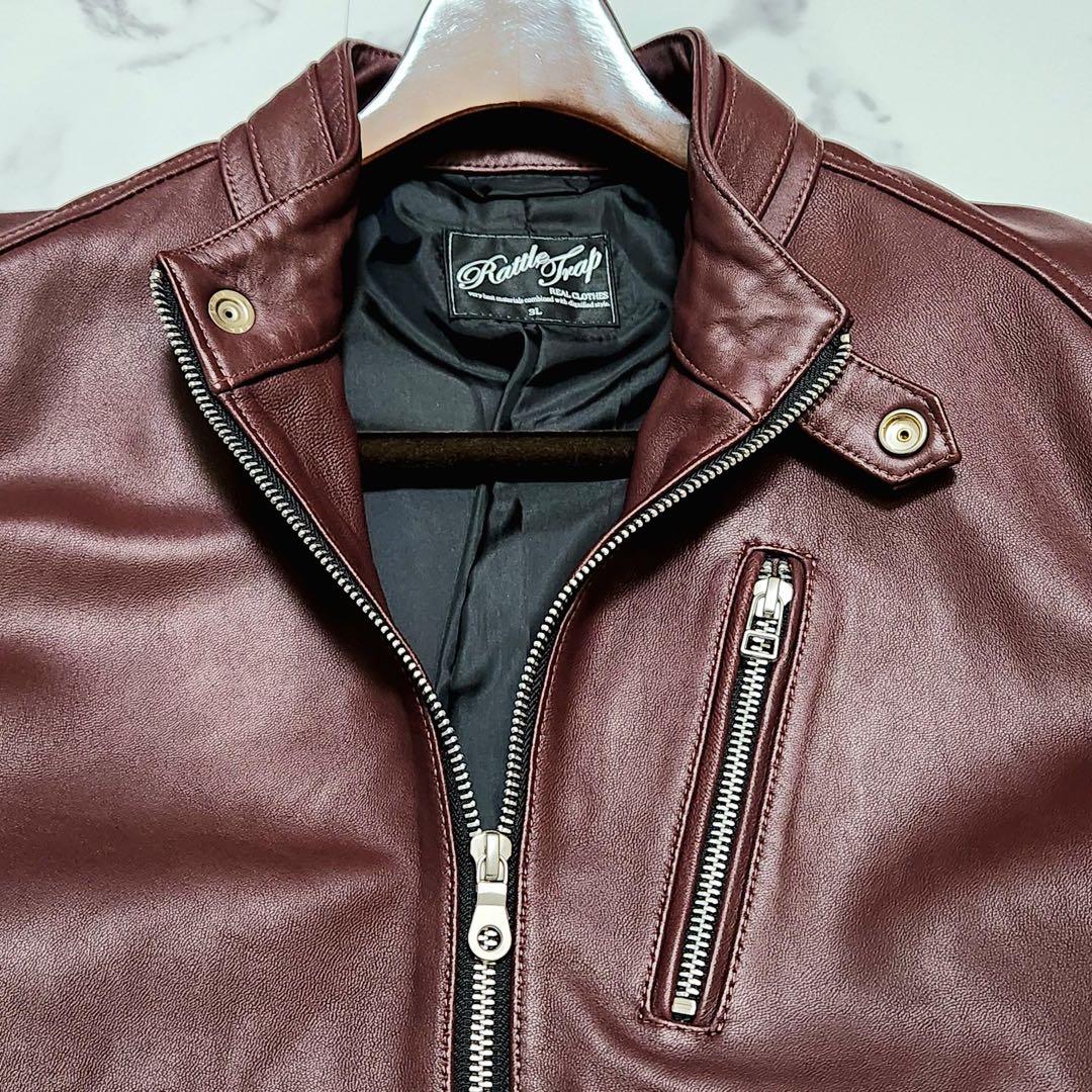極美品 ラトルトラップ シングルライダース レザージャケット 羊革 ボルドー