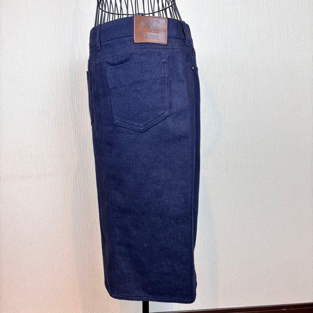 ★Max Mara★マックスマーラ★紺デニム タイトスカートスリット入★白タグ★