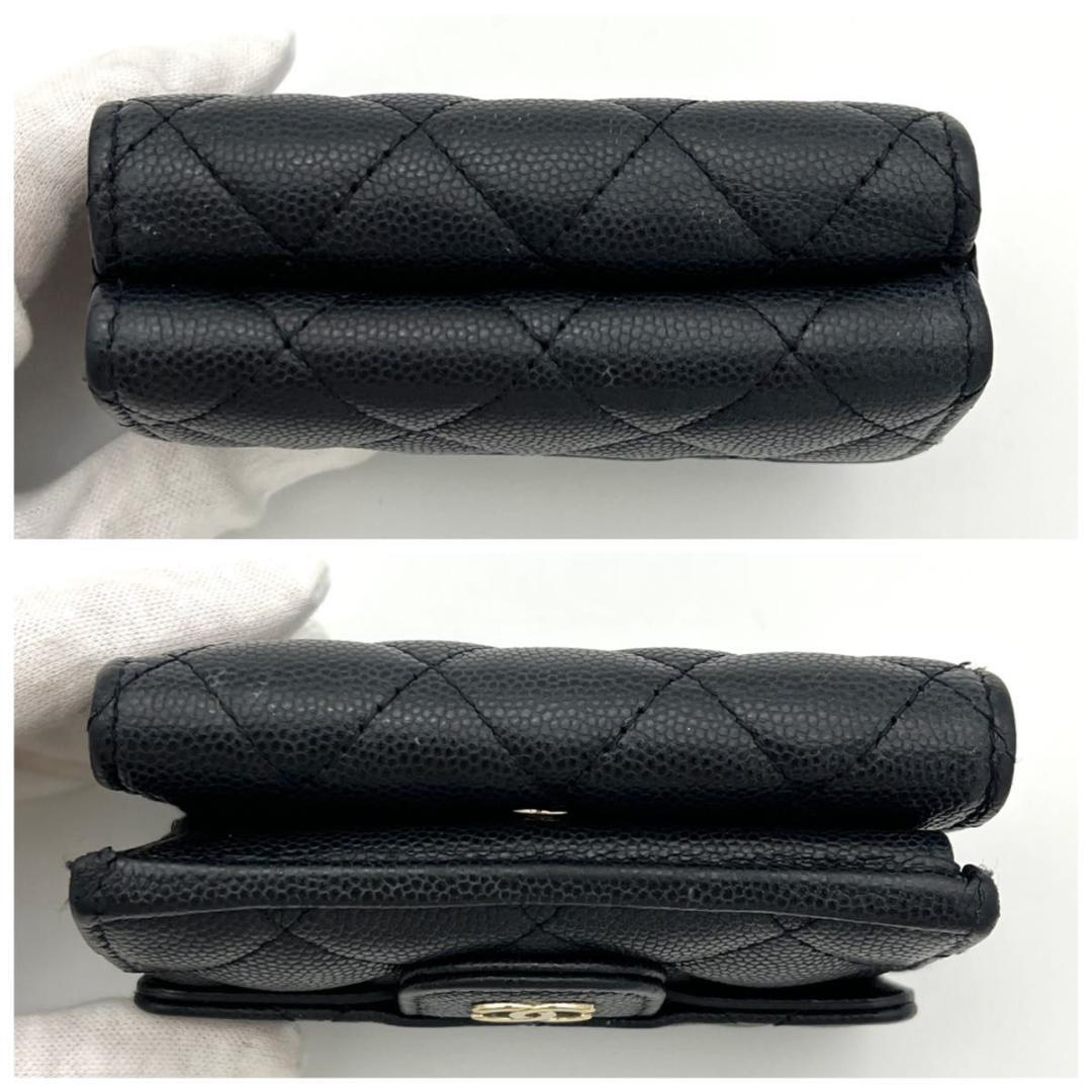 CHANEL シャネル マトラッセ キャビアスキン 三つ折り財布 ブラック 黒