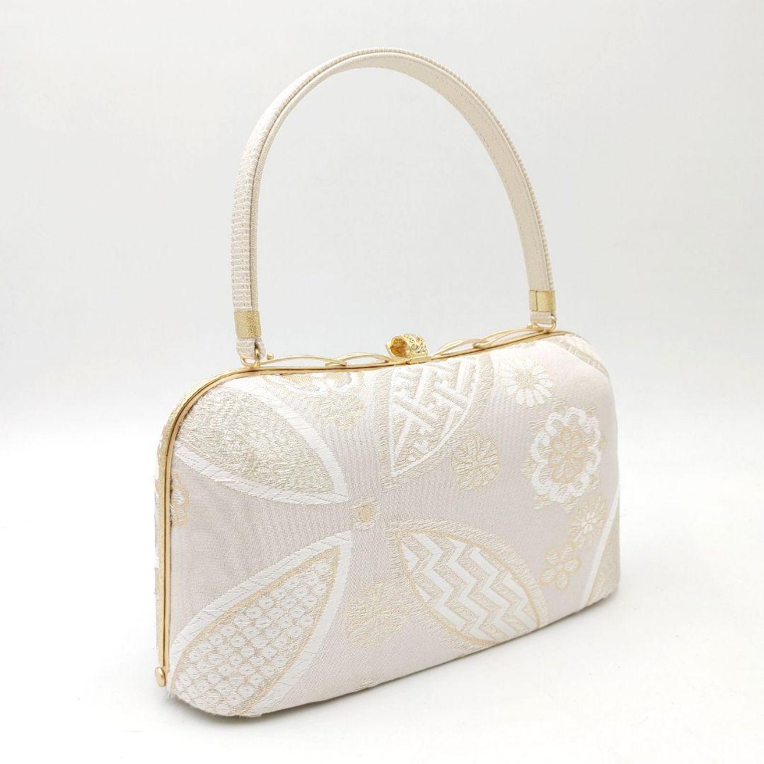 限定商品＊ホワイト　西陣帯地バッグ＆草履セット　日本製