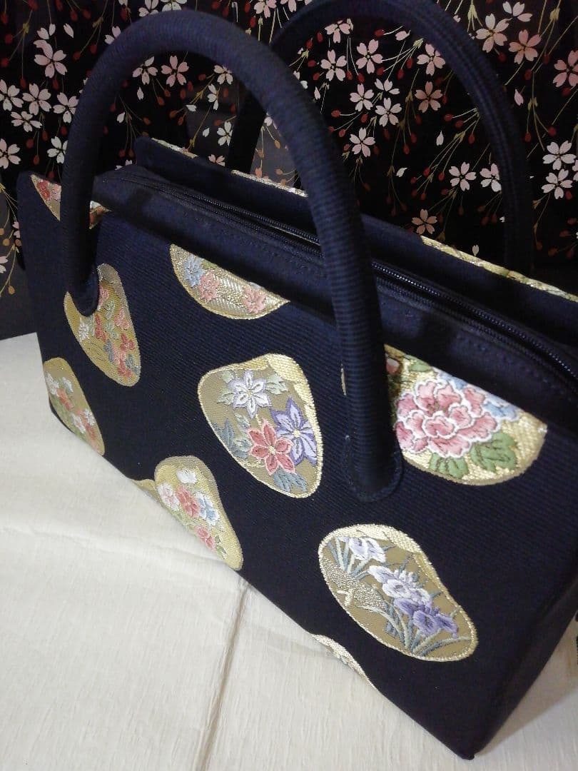 和装小物　利休バッグ　黒地　最終お値下げ