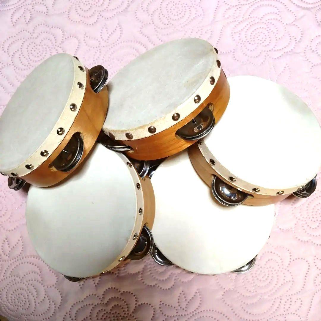 木製シンバル付きタンバリン5個セット