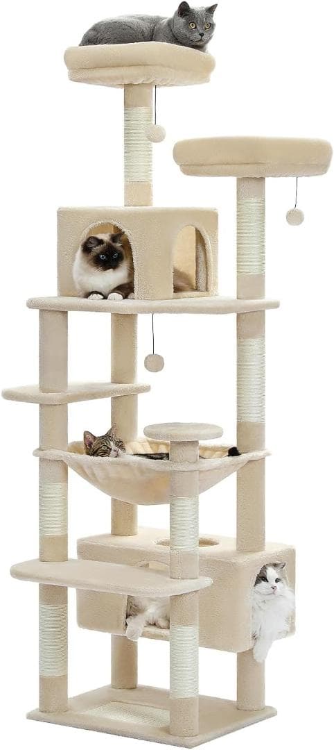 キャットタワー 大型猫用 コンパクト 多頭飼い 据え置き型