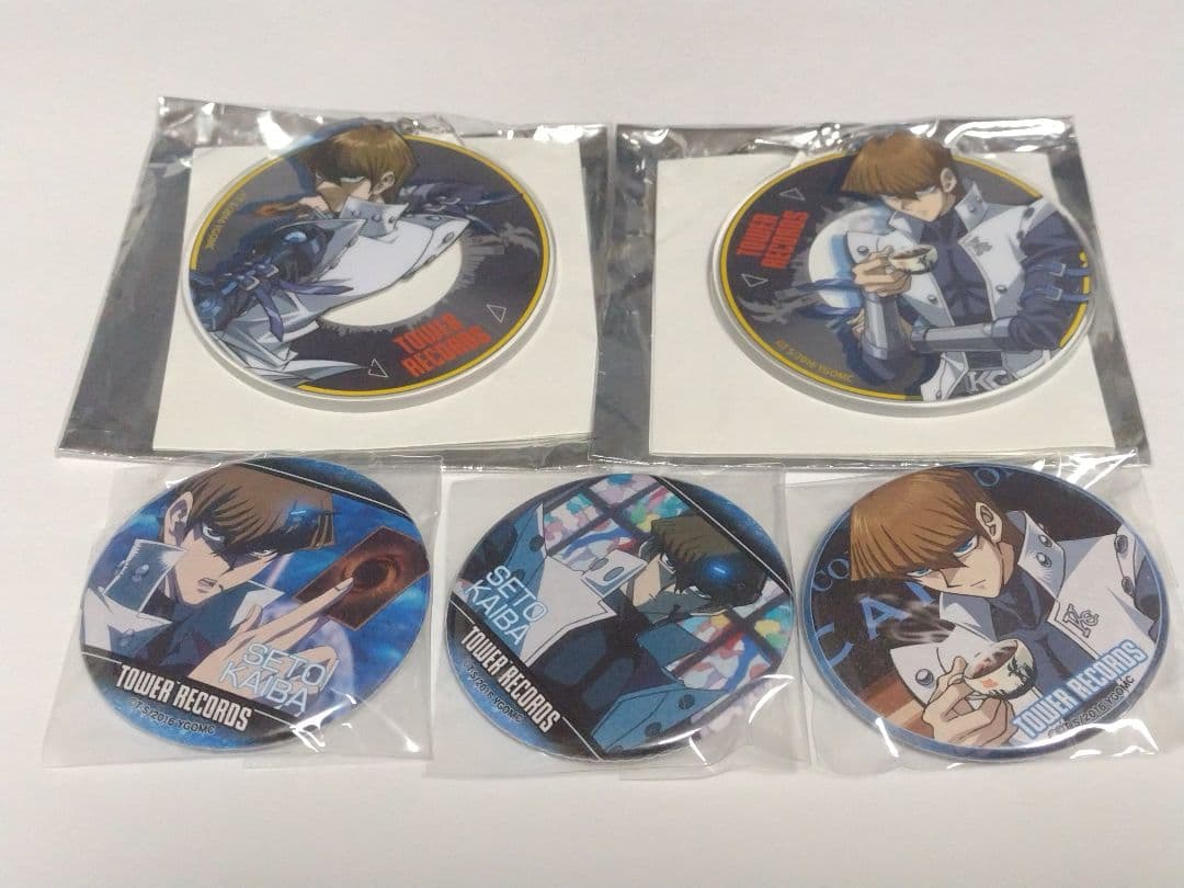 遊戯王 タワレコカフェ タワレコ　海馬瀬人　缶バッジ　アクリルキーホルダー