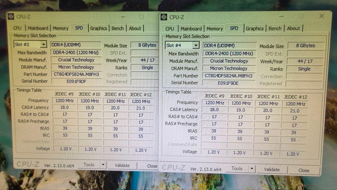 DDR4 8GBx2枚 16GB pc4-2400 動作確認済み ①