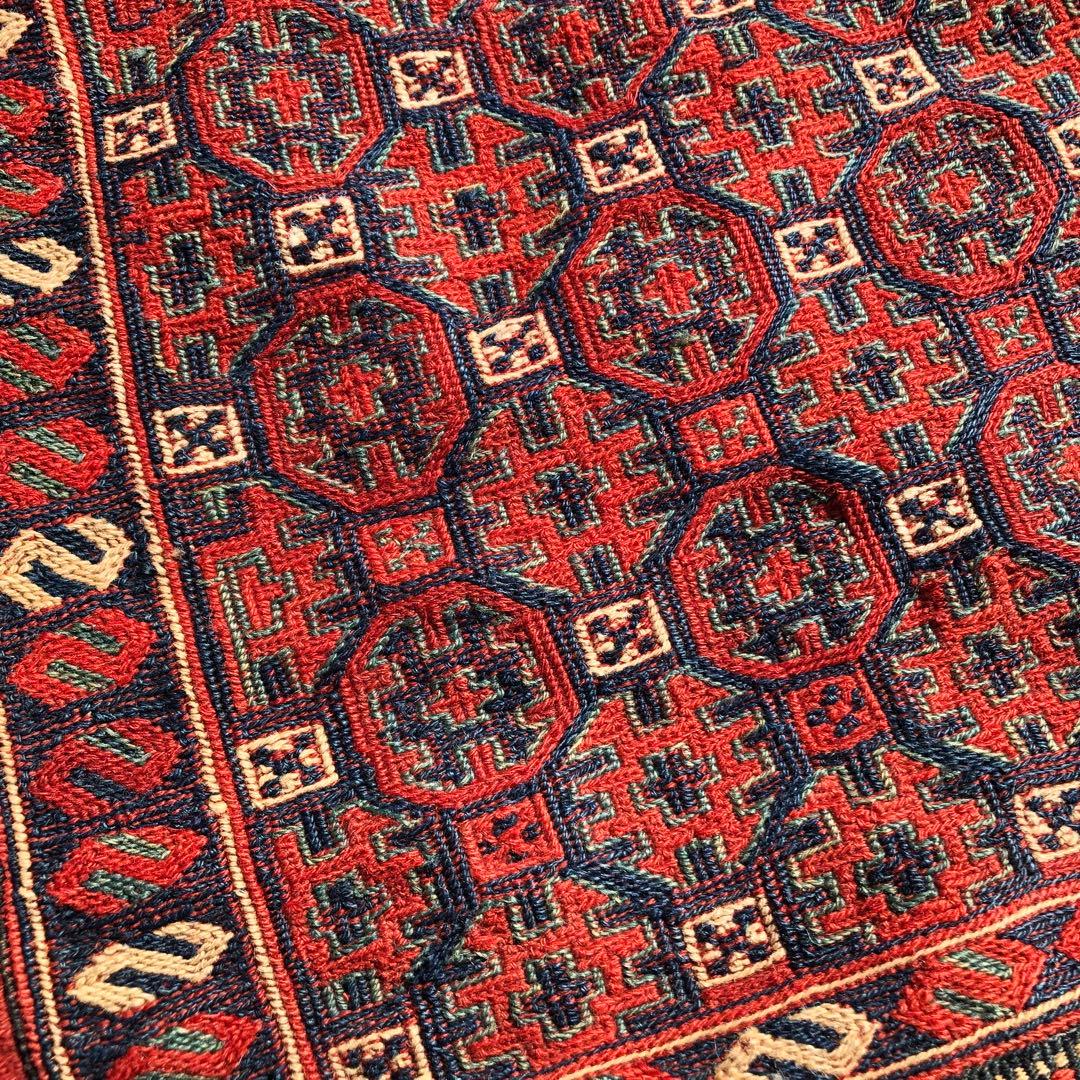 アンティーク クルド系 スマック織 鞍掛袋を開いたランナー 手織りトライバルラグ