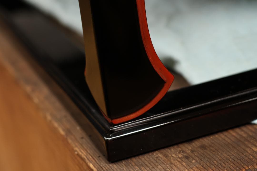 時代漆器　特大　京都高級漆器　美濃屋 監製　厚物式 平卓　黒塗　床飾　漆芸品