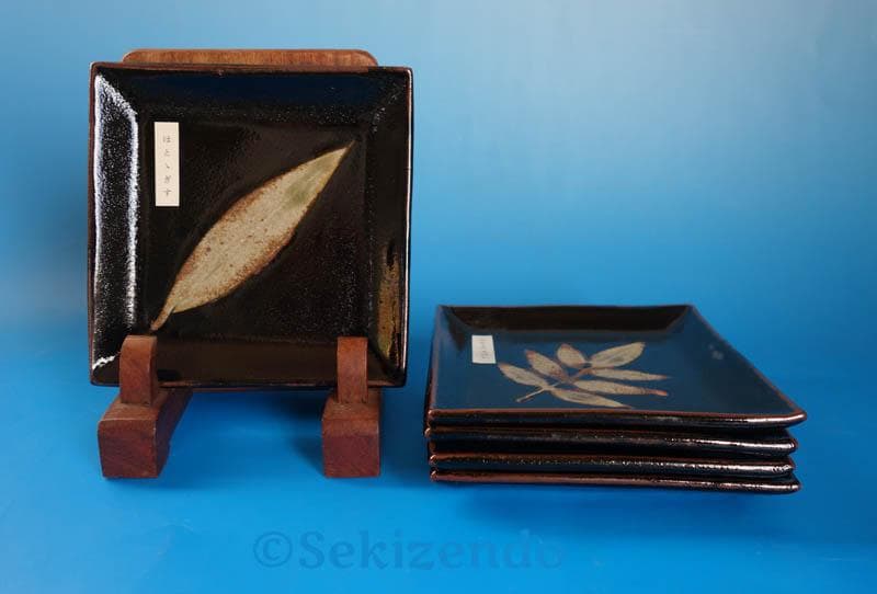 唐津焼　中里太郎右衛門　木の葉文　銘々皿　５枚 中里太郎衛門 ２５４７