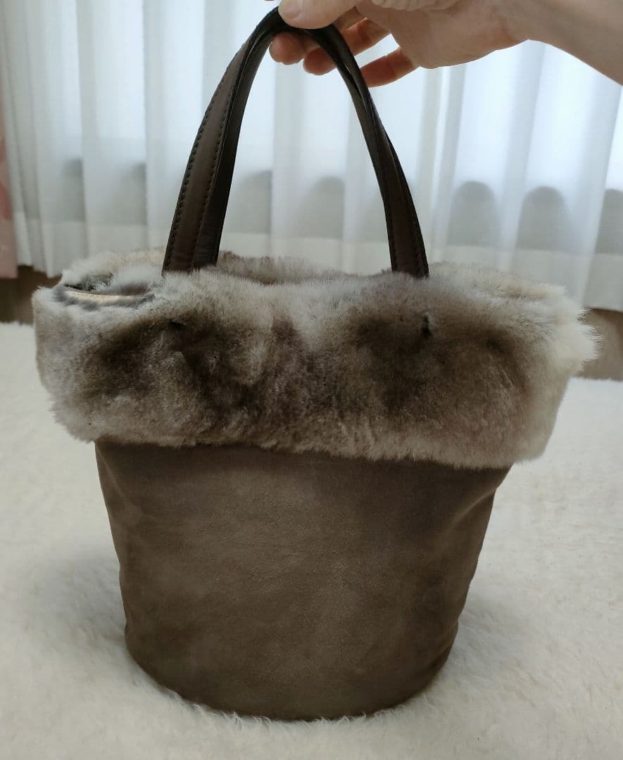 Salvatore Ferragamo ラビットファー×スウェード ハンドバッグ