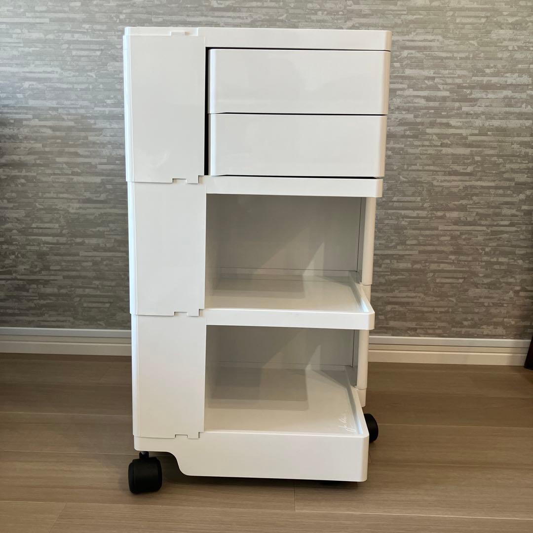 ボビーワゴン　ホワイト 3段チェスト 2トレイ付き キャスター付き