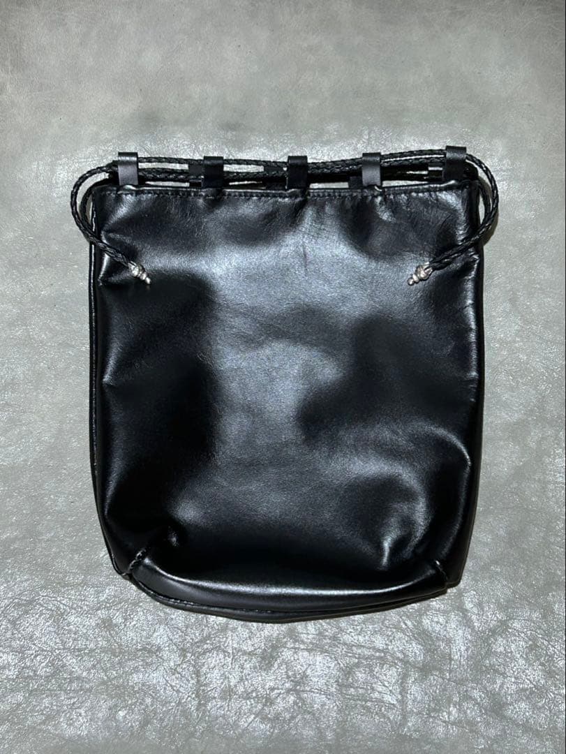 レザー巾着　クロスパッチ