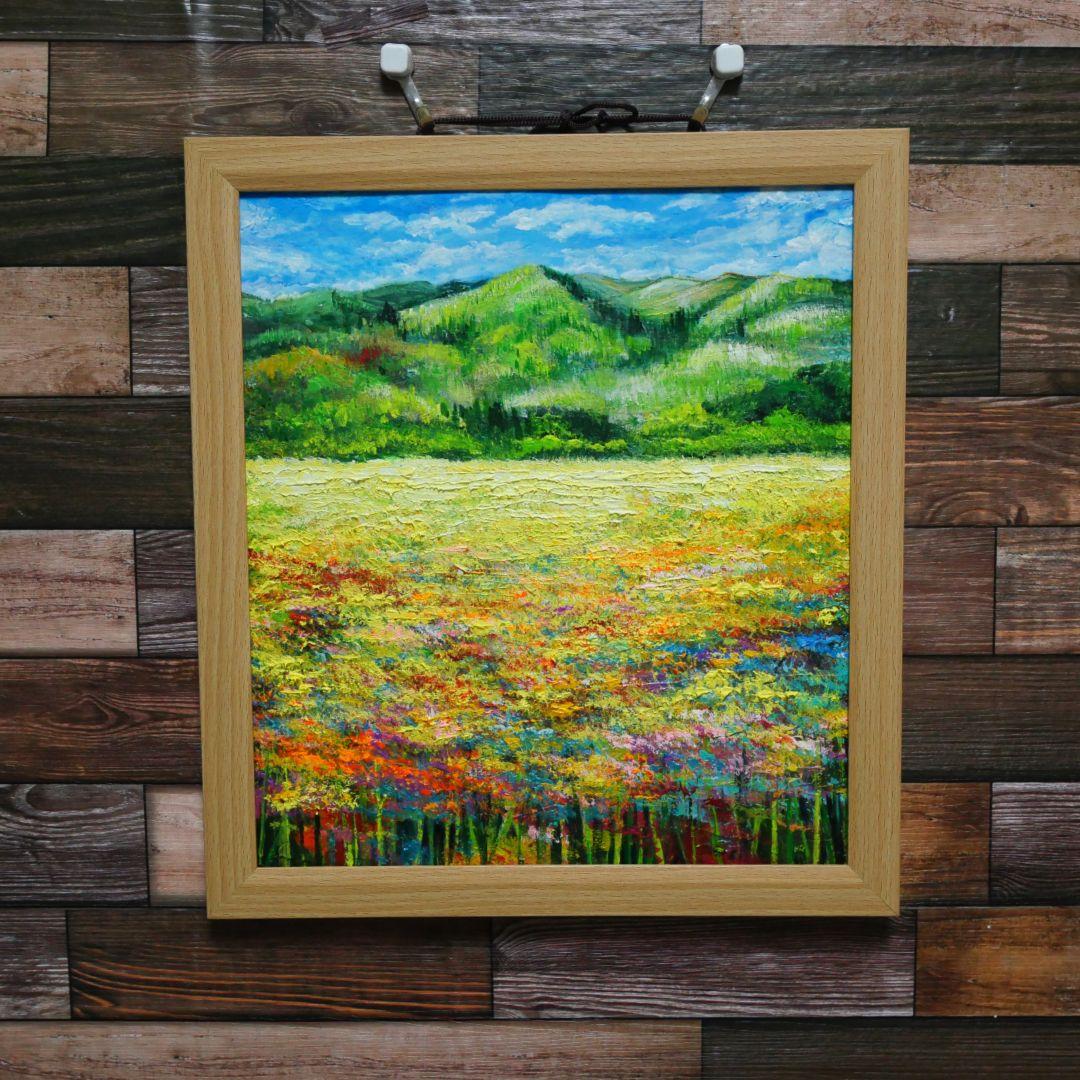 油絵 絵画 【野花の風景】