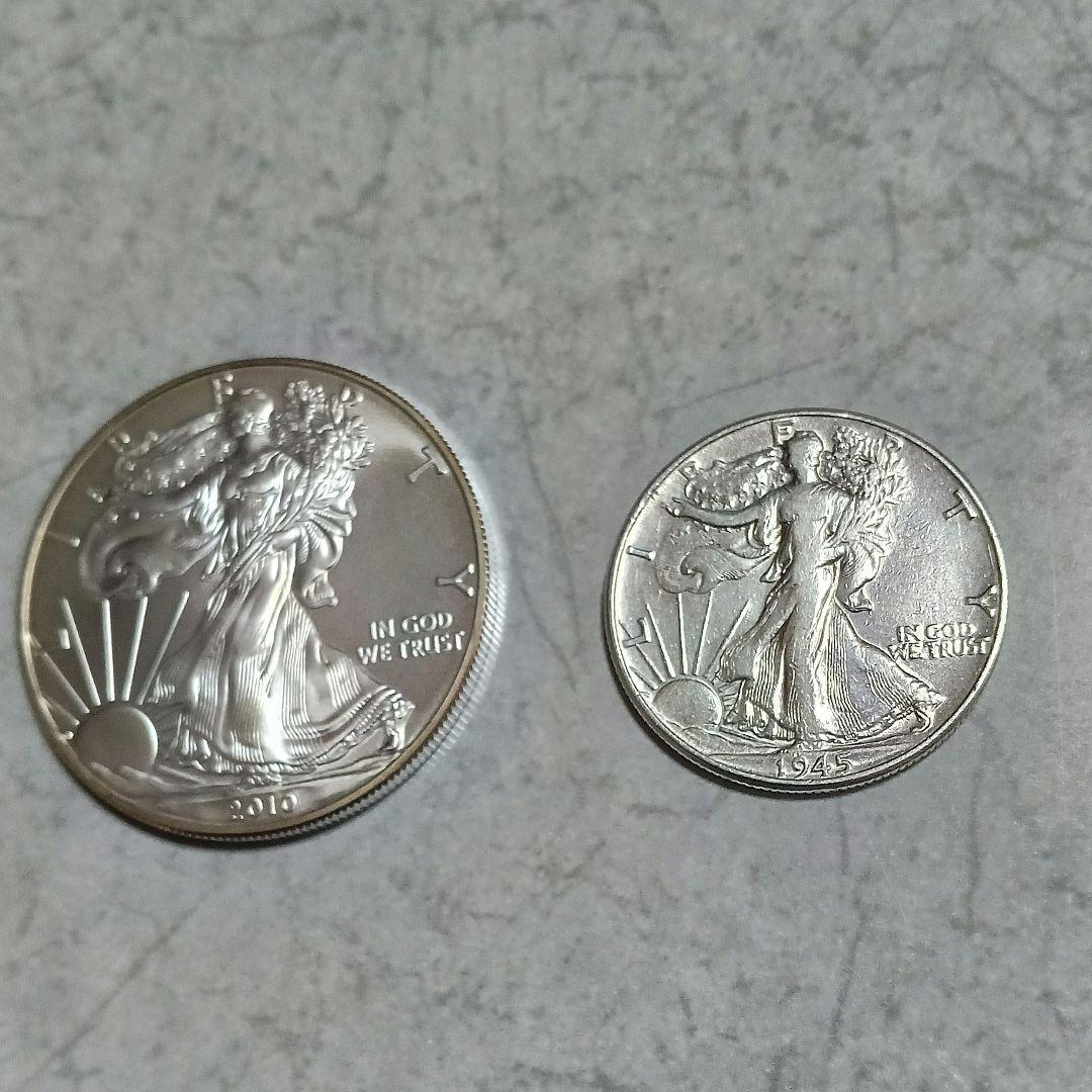 ウォーキングリバティ1ダラー/ハーフダラー(2枚セット)