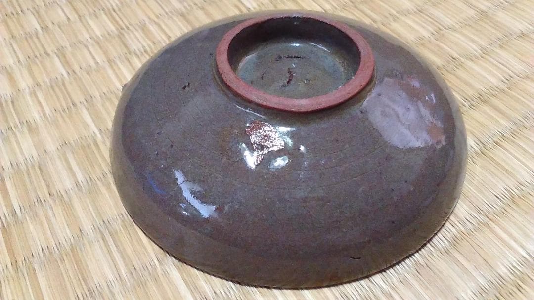 古唐津　平盃・小皿（黒）三島象嵌　桜花　椎の峰窯　完品