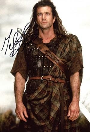 ハリウッド　メル・ギブソン　映画 「ブレイブハート」 直筆サイン入りフォト