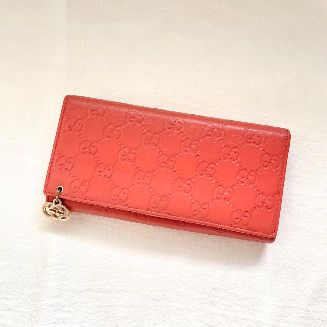 GUCCI グッチ フラップ 長財布　シマレザー　2つ折り財布　1221-③