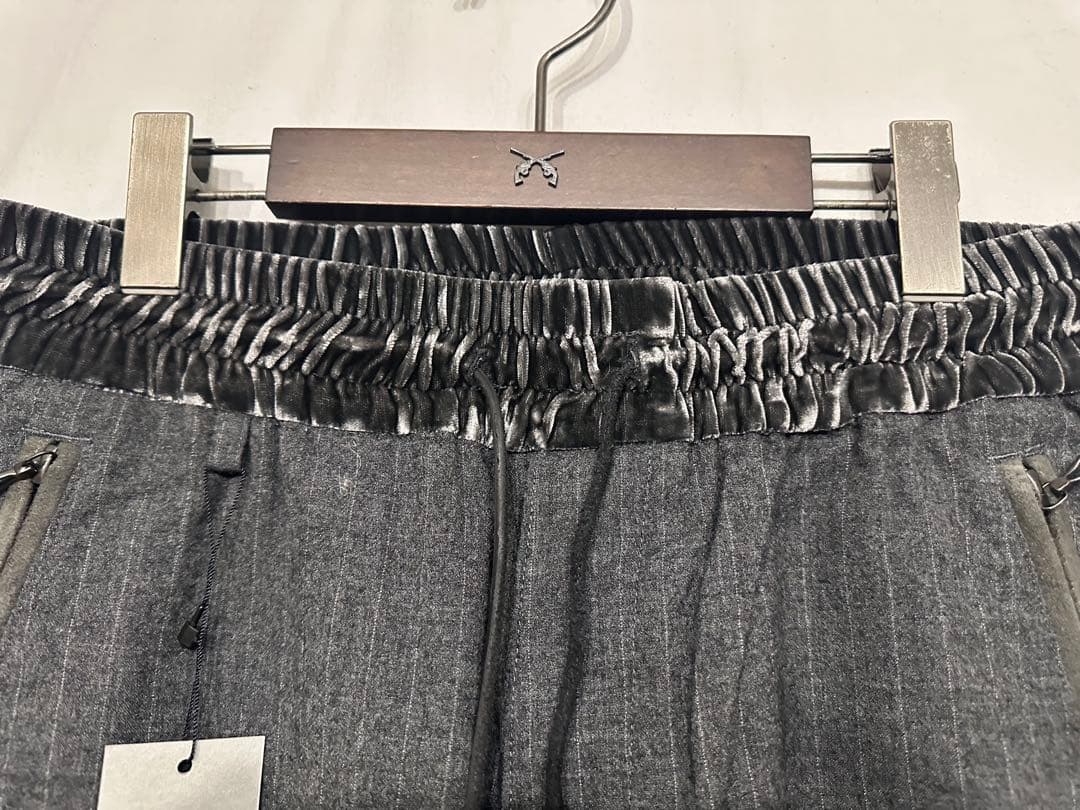 新品Dhyanaウールストライプサルエルリブパンツbacklashバックラッシュ