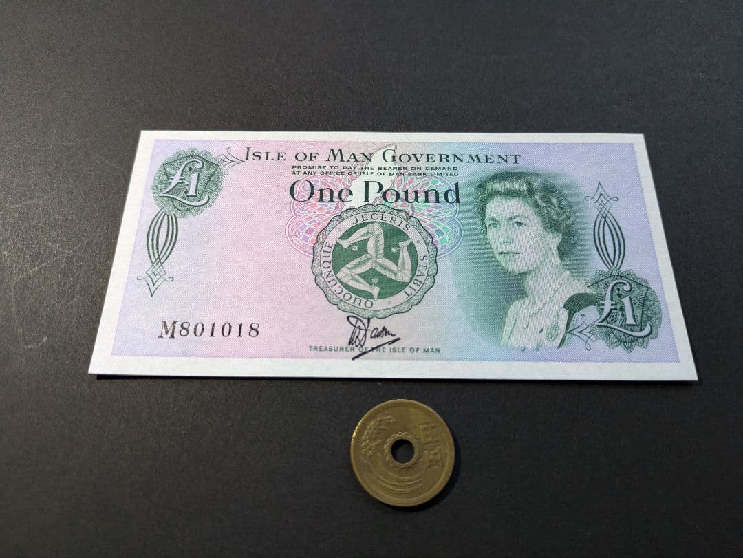 未　英領マン島　1983年　タイベック製(紙代用)　エリザベス女王　1ポンド
