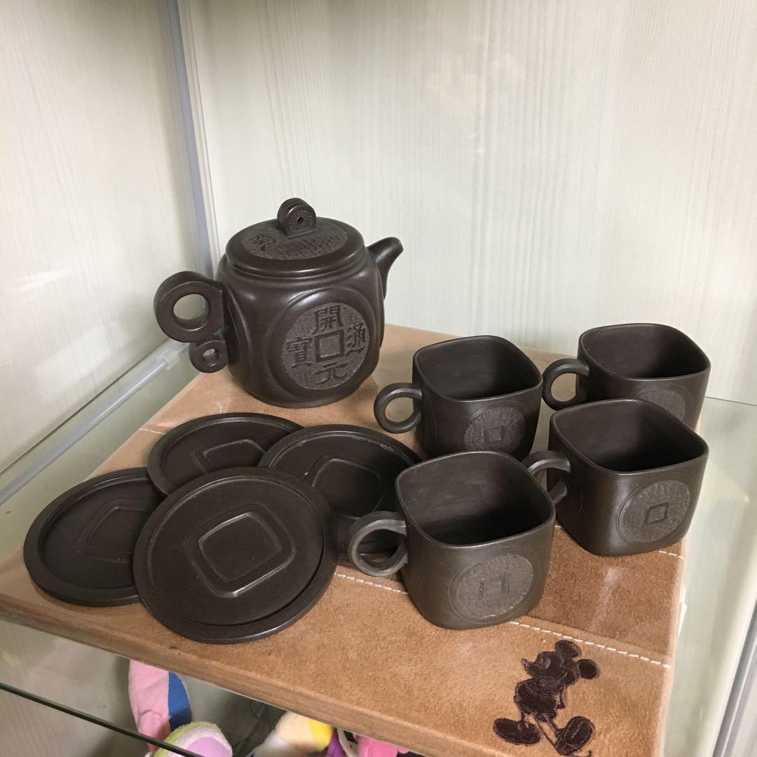 中国茶器　中国宜興　紫砂　朱泥　急須　茶壺　湯呑　菓子皿　骨董品　コレクション