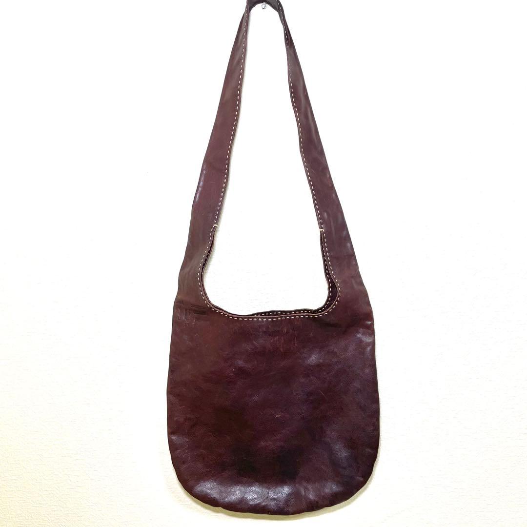 genten ゲンテン ユーフラテス レザーショルダーバッグ ブラウン