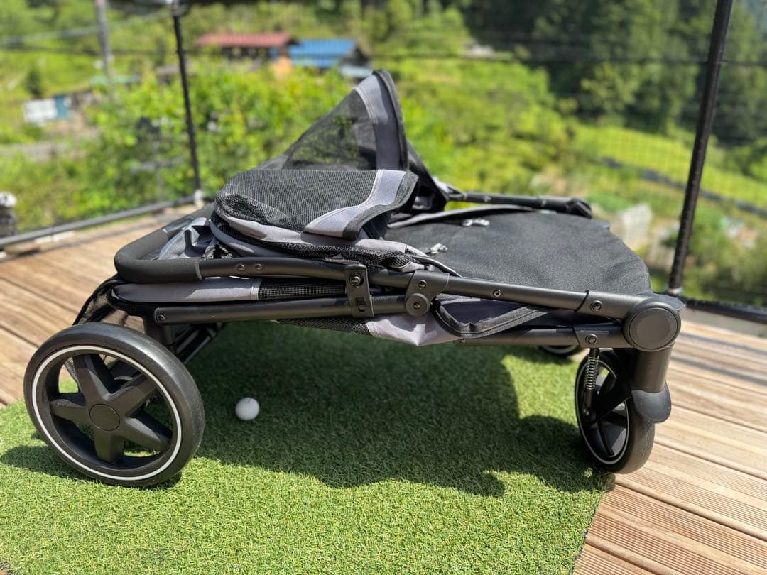 犬用ペットカート メッシュカバー付き グレー